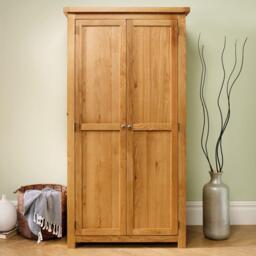 Woburn - 2 Door Wardrobe - Oak - Wooden - Happy Beds - thumbnail 2