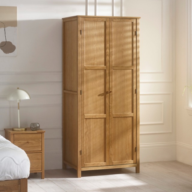 Coxmoor – 2 Door Wardrobe – Oak – Wooden - Happy Beds - image 1