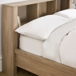 Sydney - Double - Rattan Oak-Effect Bookcase Bed - Oak - Wooden - 4ft6 - Happy Beds - thumbnail 2