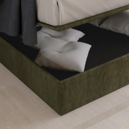 Hartley - King Size - Winged Ottoman Storage Bed - Olive - Fabric - 5ft - thumbnail 6