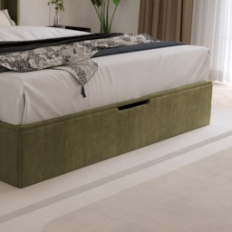 Hartley - King Size - Winged Ottoman Storage Bed - Olive - Fabric - 5ft - thumbnail 7