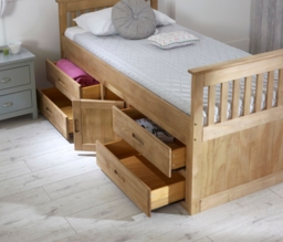 Captains - Single - High Foot-End Storage Bed - Waxed Pine - Wooden - 3ft - Happy Beds - thumbnail 4