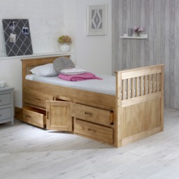 Captains - Single - High Foot-End Storage Bed - Waxed Pine - Wooden - 3ft - Happy Beds