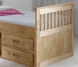 Captains - Single - High Foot-End Storage Bed - Waxed Pine - Wooden - 3ft - Happy Beds - thumbnail 6