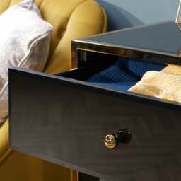 Fenwick - 6 Drawer Chest - Black/Gold - Glass/Metal - Happy Beds - thumbnail 5
