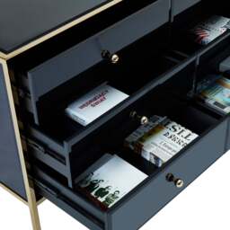 Fenwick - 6 Drawer Chest - Black/Gold - Glass/Metal - Happy Beds - thumbnail 6
