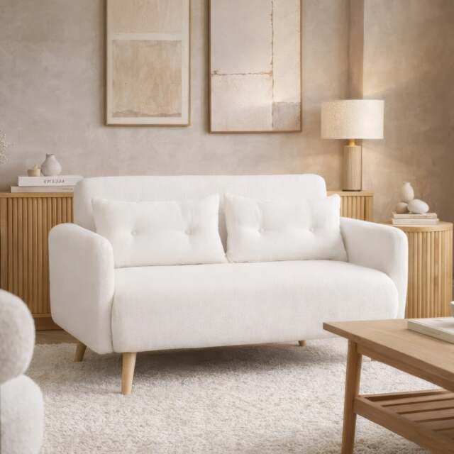 Roxy - 2-Seater - Sofa Bed - White - Fabric - image 1