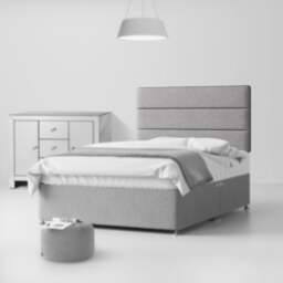 Cornell - Single - Lined Headboard - Light Grey - Fabric - 3ft - Happy Beds - thumbnail 2