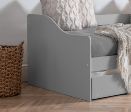 Elba - Single - Day Bed - Guest Bed Trundle - Light Grey - Wooden - 3ft - Happy Beds - thumbnail 3