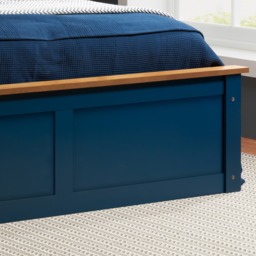 Phoenix - Single - Navy Blue Wooden Ottoman Storage Bed Frame - Slatted Headboard - 3ft - Happy Beds - thumbnail 7