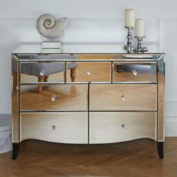 Palermo - Mirrored 3 + 4 Drawer Chest - Mirror - Mirror/Wooden - Happy Beds - thumbnail 3