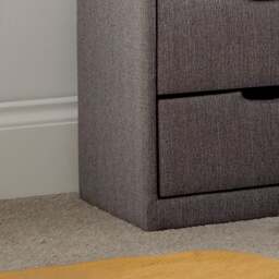 Milton - 3-Drawer Bedside Table - Grey - Fabric - Happy Beds - thumbnail 3