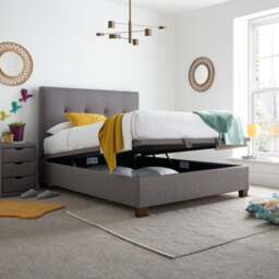 Milton - 3-Drawer Bedside Table - Grey - Fabric - Happy Beds - thumbnail 2