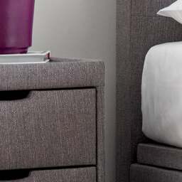 Milton - 3-Drawer Bedside Table - Grey - Fabric - Happy Beds - thumbnail 4