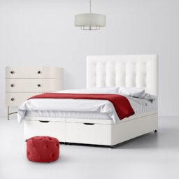 Single - Divan Bed and Cornell Buttoned Headboard - White - Fabric - 3ft - Happy Beds - thumbnail 4