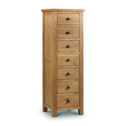 Marlborough - 7 Drawer Narrow Chest - Oak - Wooden - Happy Beds - thumbnail 3
