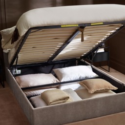 Peggy - Double - Ottoman Storage Bed - Natural - Fabric - 4ft6 - thumbnail 5