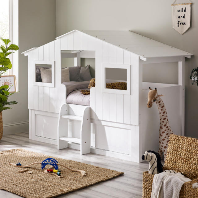Acorn - Single - Treehouse Mid Sleeper Bed with a Storage Unit - White - Wood - 3ft - image 1