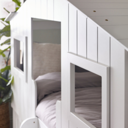 Acorn - Single - Treehouse Mid Sleeper Bed with a Storage Unit - White - Wood - 3ft - thumbnail 3