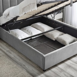 Taylor - Super King Size - Winged Ottoman Storage Bed - Grey - Fabric - 6ft - thumbnail 5