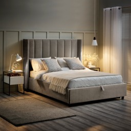 Taylor - Super King Size - Winged Ottoman Storage Bed - Grey - Fabric - 6ft - thumbnail 7