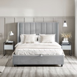 Taylor - Super King Size - Winged Ottoman Storage Bed - Grey - Fabric - 6ft - thumbnail 3