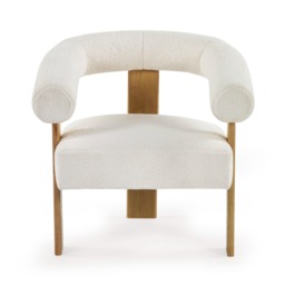Freya - Accent Chair - White - Boucle Fabric - Happy Beds - thumbnail 5