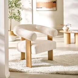 Freya - Accent Chair - White - Boucle Fabric - Happy Beds