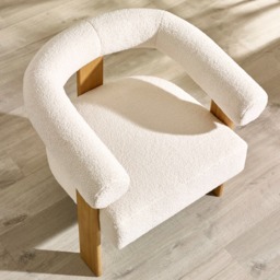 Freya - Accent Chair - White - Boucle Fabric - Happy Beds - thumbnail 2