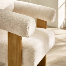 Freya - Accent Chair - White - Boucle Fabric - Happy Beds - thumbnail 3