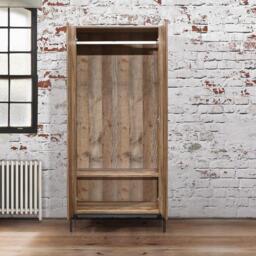 Urban Rustic - 2 Door Wardrobe - Oak/Black - Wooden/Metal - Happy Beds - thumbnail 5