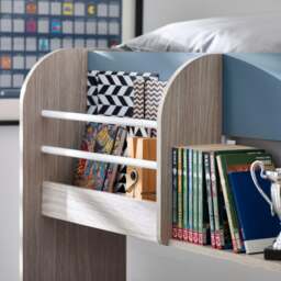 Mars - Single - Kids Bunk Bed - Storage and Underbed Trundle - Pastel Blue - Wooden - 3ft - Happy Beds - thumbnail 3