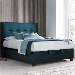 Walkworth - Super King Size - Fabric Ottoman Storage Bed - Blue - Fabric - 6ft - Happy Beds