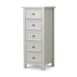 Maine - 5 Drawer Tall Chest - Dove Grey - Wooden - Happy Beds - thumbnail 1
