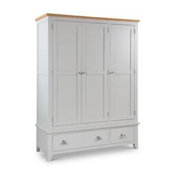 Richmond - 3 Door Combination Wardrobe - Grey/Oak - Wooden - Happy Beds - thumbnail 1