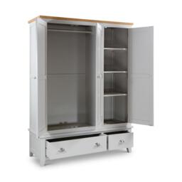 Richmond - 3 Door Combination Wardrobe - Grey/Oak - Wooden - Happy Beds - thumbnail 2