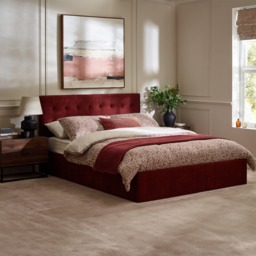 Peggy - King Size - Ottoman Storage Bed - Red Burgundy - Fabric - 5ft