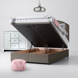 Super King Size - Divan Bed and Dudley Lined Headboard - Dark Grey - Fabric - 6ft - Happy Beds - thumbnail 5