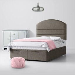 Super King Size - Divan Bed and Dudley Lined Headboard - Dark Grey - Fabric - 6ft - Happy Beds - thumbnail 4