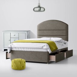 Super King Size - Divan Bed and Dudley Lined Headboard - Dark Grey - Fabric - 6ft - Happy Beds - thumbnail 3
