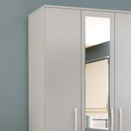 Lynx - Combination Wardrobe With Mirror - Grey - Mirror/Wooden - Happy Beds - thumbnail 4