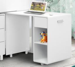 Kimbo - Single - Kids Cabin Bed - Storage and Desk - White - Wooden - 3ft - Happy Beds - thumbnail 8