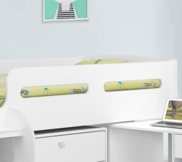 Kimbo - Single - Kids Cabin Bed - Storage and Desk - White - Wooden - 3ft - Happy Beds - thumbnail 7