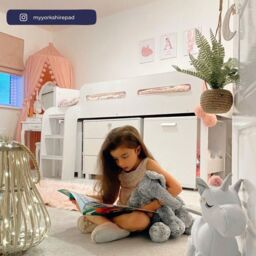 Kimbo - Single - Kids Cabin Bed - Storage and Desk - White - Wooden - 3ft - Happy Beds - thumbnail 2