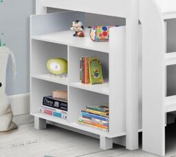 Kimbo - Single - Kids Cabin Bed - Storage and Desk - White - Wooden - 3ft - Happy Beds - thumbnail 5