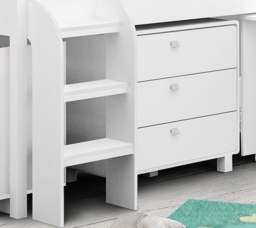 Kimbo - Single - Kids Cabin Bed - Storage and Desk - White - Wooden - 3ft - Happy Beds - thumbnail 6