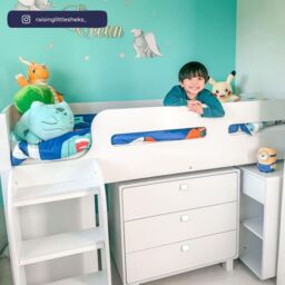 Kimbo - Single - Kids Cabin Bed - Storage and Desk - White - Wooden - 3ft - Happy Beds - thumbnail 3