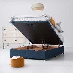 King Size - Divan Bed - With Storage - Dark Blue - Fabric - 5ft - Happy Beds - thumbnail 4