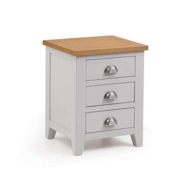 Richmond - 3 Drawer Bedside Table - Grey/Oak - Wooden - Happy Beds - image 1