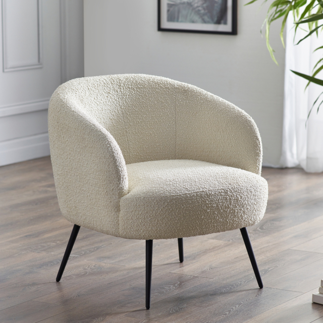 Gigi – Boucle Accent Chair – Ivory – Boucle Fabric - image 1